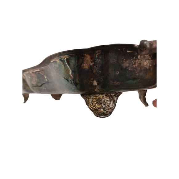 Antique Leonard 11" Serving Tray Footed Handles Silverplate Patina Aged Vintage - Picture 7 of 15